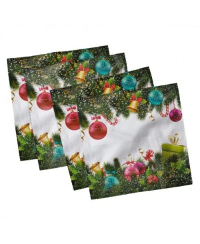 Ambesonne Christmas Set Of 4 Napkins, 12" X 12" In White