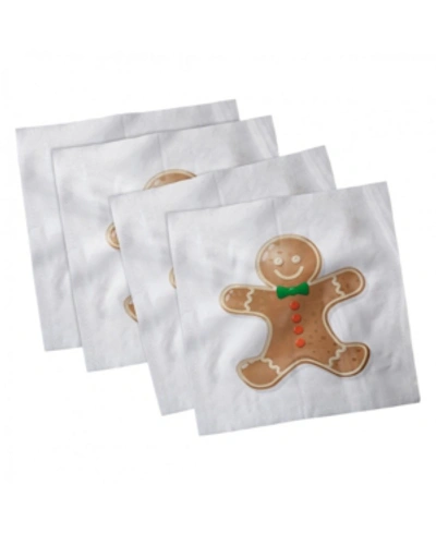 Ambesonne Gingerbread Man Set Of 4 Napkins, 12" X 12" In Multi