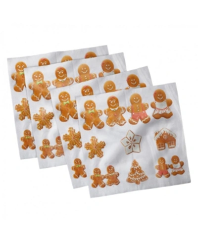 Ambesonne Gingerbread Man Set Of 4 Napkins, 12" X 12" In Multi