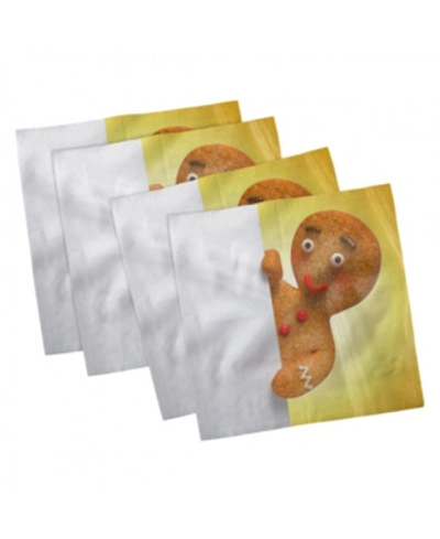 Ambesonne Gingerbread Man Set Of 4 Napkins, 12" X 12" In Multi