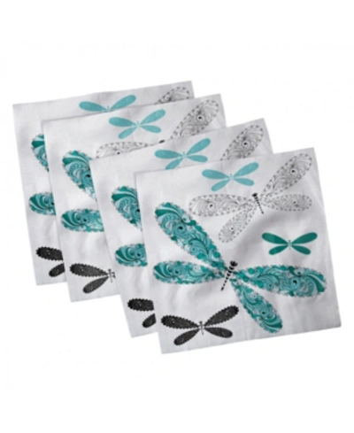 Ambesonne Dragonfly Set Of 4 Napkins, 12" X 12" In Teal