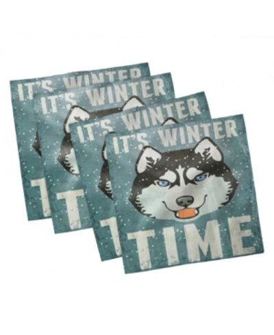 Ambesonne Alaskan Malamute Set Of 4 Napkins, 12" X 12" In Slate