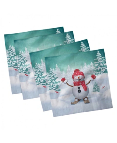 Ambesonne Christmas Set Of 4 Napkins, 12" X 12" In Teal