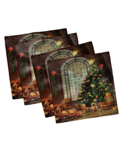 Ambesonne Christmas Set Of 4 Napkins, 12" X 12" In Brown