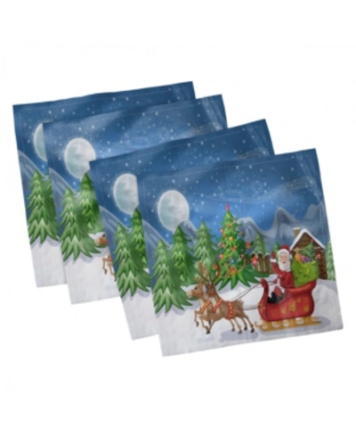 Ambesonne Christmas Set Of 4 Napkins, 12" X 12" In Multi