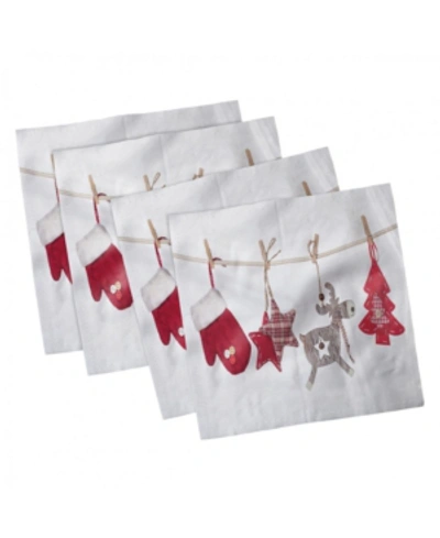 Ambesonne Christmas Set Of 4 Napkins, 12" X 12" In Red