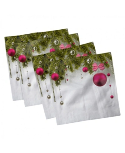 Ambesonne Christmas Set Of 4 Napkins, 12" X 12" In Multi