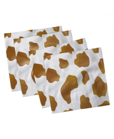 Ambesonne Cow Print Set Of 4 Napkins, 12" X 12" In Multi