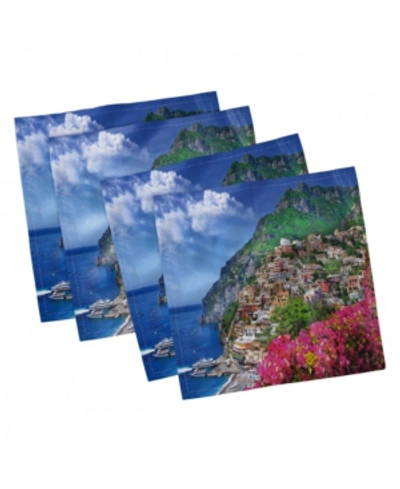 Ambesonne Italy Set Of 4 Napkins, 12" X 12" In Multi