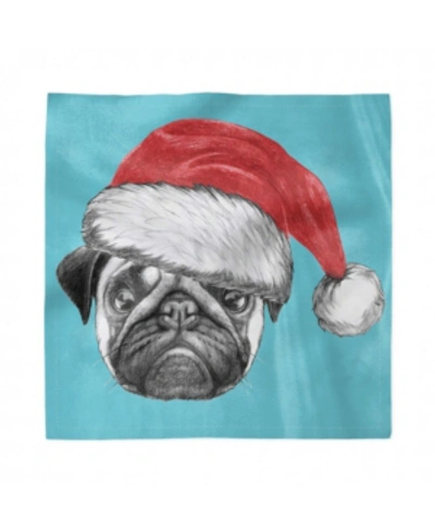 Ambesonne Pug Set Of 4 Napkins, 12" X 12" In Blue