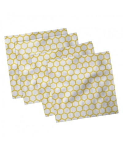 Ambesonne Hexagonal Comb Set Of 4 Napkins, 12" X 12" In Yellow