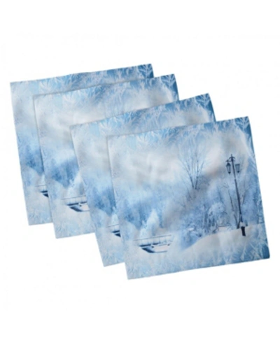 Ambesonne Winter Set Of 4 Napkins, 12" X 12" In Blue