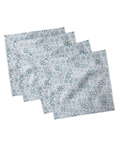 Ambesonne Winter Set Of 4 Napkins, 12" X 12" In Teal