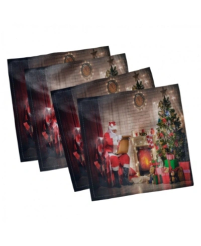 Ambesonne Santa Set Of 4 Napkins, 12" X 12" In Multi