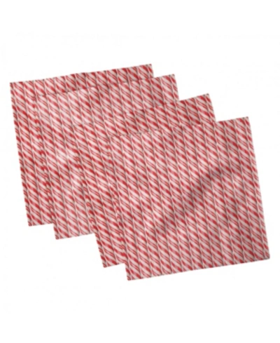 Ambesonne Candy Cane Set Of 4 Napkins, 12" X 12" In Red