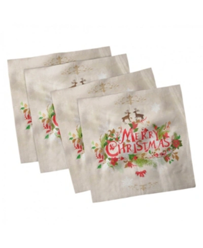 Ambesonne Christmas Set Of 4 Napkins, 12" X 12" In Green