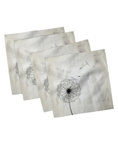 Ambesonne Dandelion Set Of 4 Napkins, 12" X 12" In Black