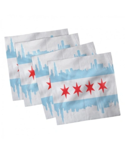 Ambesonne Chicago Skyline Set Of 4 Napkins, 12" X 12" In Red