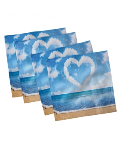 Ambesonne Valentines Day Set Of 4 Napkins, 12" X 12" In Blue