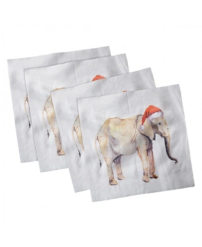 Ambesonne Watercolor Elephant Set Of 4 Napkins, 12" X 12" In Multi