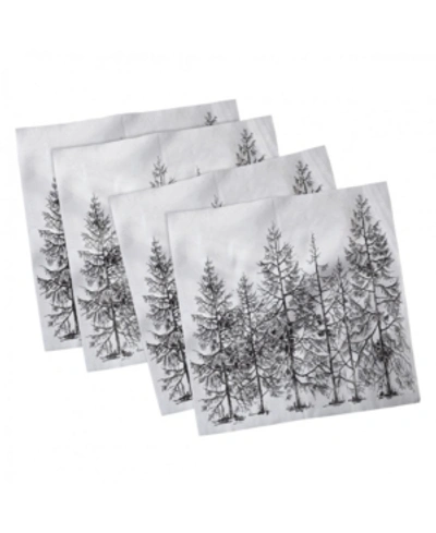 Ambesonne Winter Set Of 4 Napkins, 12" X 12" In Black