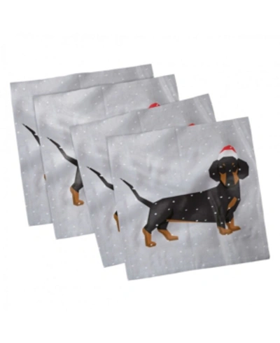 Ambesonne Dachshund Set Of 4 Napkins, 12" X 12" In Multi