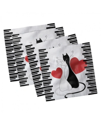Ambesonne Cats Set Of 4 Napkins, 12" X 12" In Multi