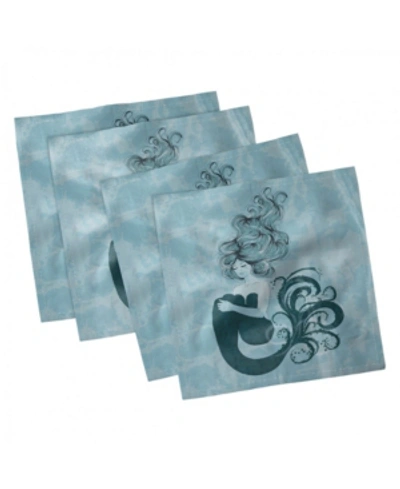 Ambesonne Mermaid Set Of 4 Napkins, 12" X 12" In Multi