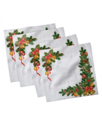 Ambesonne Christmas Set Of 4 Napkins, 12" X 12" In White