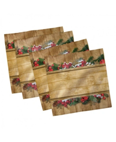 Ambesonne Christmas Set Of 4 Napkins, 12" X 12" In Multi