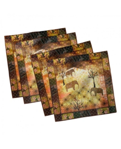 Ambesonne African Set Of 4 Napkins, 12" X 12" In Multi