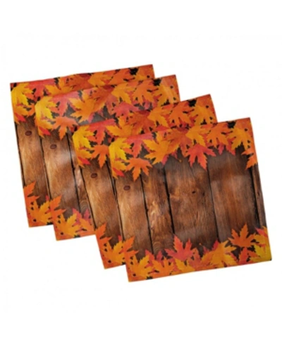 Ambesonne Fall Set Of 4 Napkins, 12" X 12" In Brown