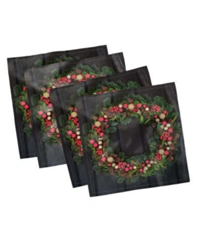 Ambesonne Christmas Set Of 4 Napkins, 12" X 12" In Multi