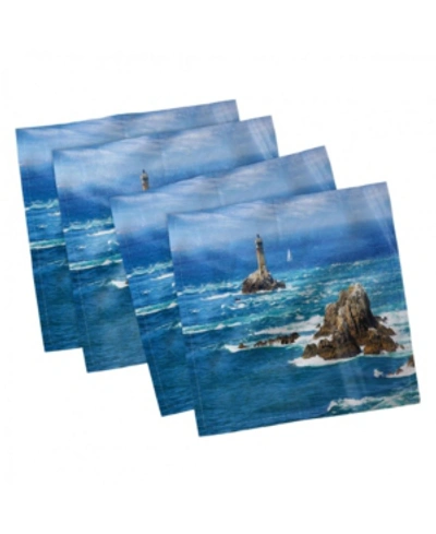 Ambesonne Lighthouse Set Of 4 Napkins, 18" X 18" In Blue