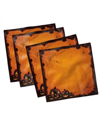 Ambesonne Halloween Set Of 4 Napkins, 18" X 18" In Orange