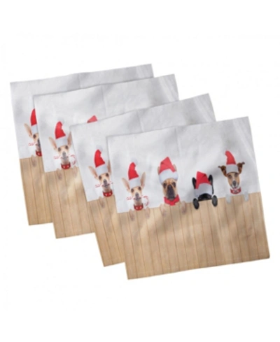 Ambesonne Christmas Set Of 4 Napkins, 18" X 18" In Tan