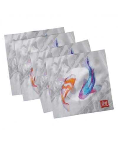 Ambesonne Koi Fish Set Of 4 Napkins, 18" X 18" In Blue
