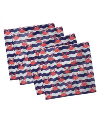 Ambesonne Crabs Set Of 4 Napkins, 18" X 18" In Red