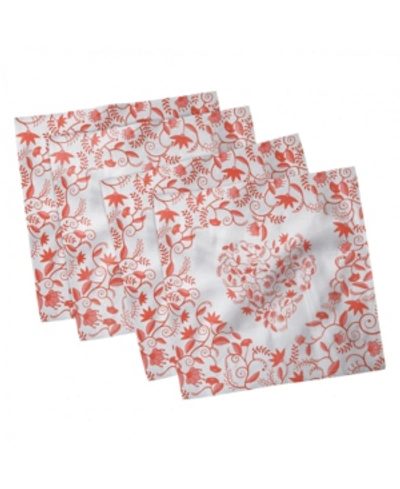 Ambesonne Valentines Day Set Of 4 Napkins, 18" X 18" In Red