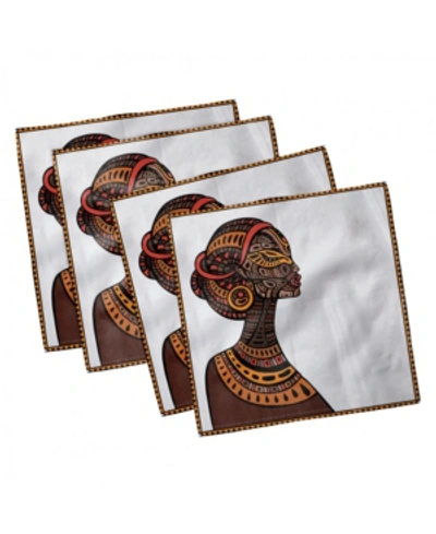 Ambesonne African Set Of 4 Napkins, 18" X 18" In Brown