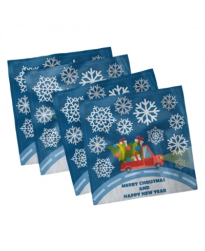 Ambesonne Christmas Set Of 4 Napkins, 18" X 18" In Blue