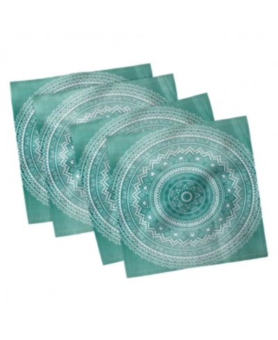 Ambesonne Mandala Set Of 4 Napkins, 18" X 18" In Teal