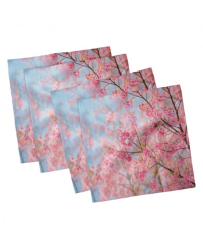 Ambesonne Floral Set Of 4 Napkins, 18" X 18" In Multi