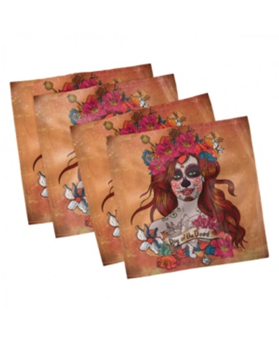 Ambesonne Day Of The Dead Set Of 4 Napkins, 18" X 18" In Multi