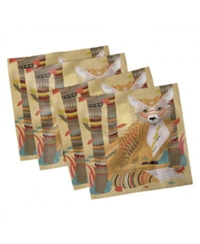 Ambesonne Fox Set Of 4 Napkins, 18" X 18" In Multi