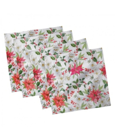 Ambesonne Floral Set Of 4 Napkins, 18" X 18" In Multi