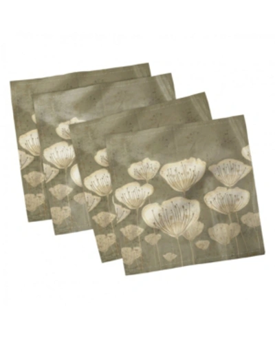 Ambesonne Floral Set Of 4 Napkins, 18" X 18" In Taupe