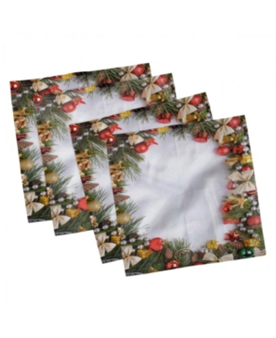 Ambesonne Christmas Set Of 4 Napkins, 18" X 18" In White