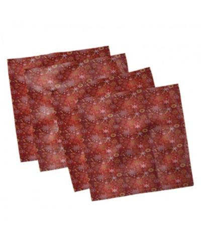 Ambesonne Christmas Set Of 4 Napkins, 18" X 18" In Red