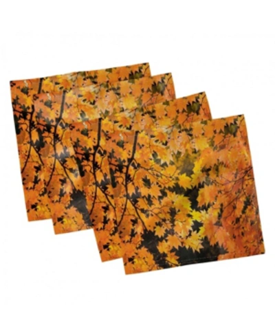 Ambesonne Fall Set Of 4 Napkins, 18" X 18" In Orange